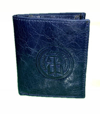 LACİVERT PARLAK DERİ CUHURİYET SAVICISI LOGOLU CÜZDAN